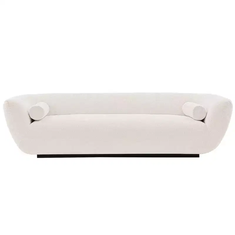 96.46 Contemporary Boucle Upholstered Sofa With Pillows