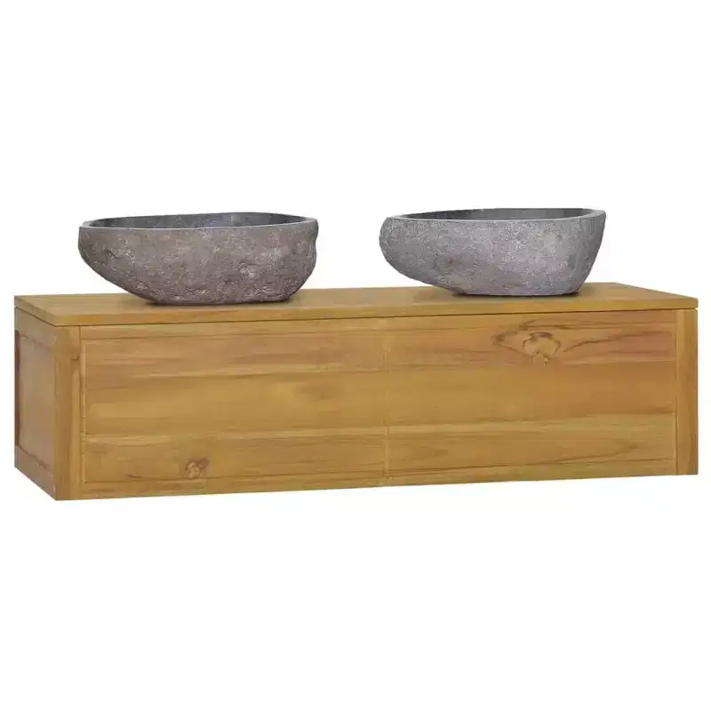 vidaXL Bathroom Cabinet Natural Teak Solid Teak Wood