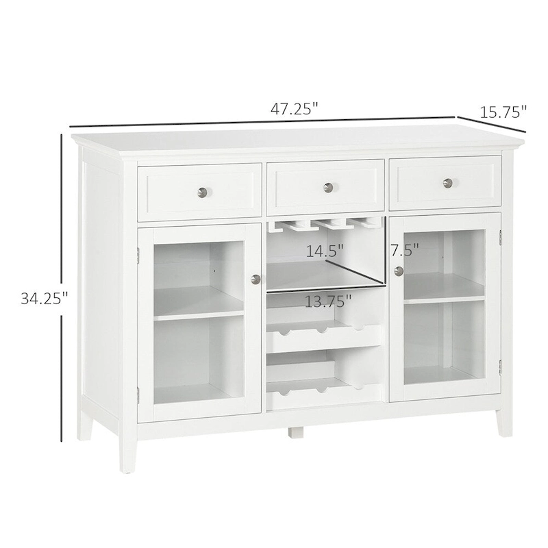 Coffee Bar Cabinet w/Drawers,Wine Rack,Stemware Racks,Buffet Cabinet