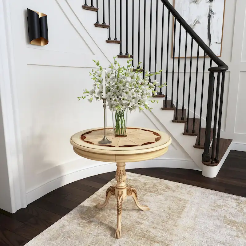 Butler Traditional Round Wooden Pedestal Table in Plantation Cherry Finish - Dark Brown