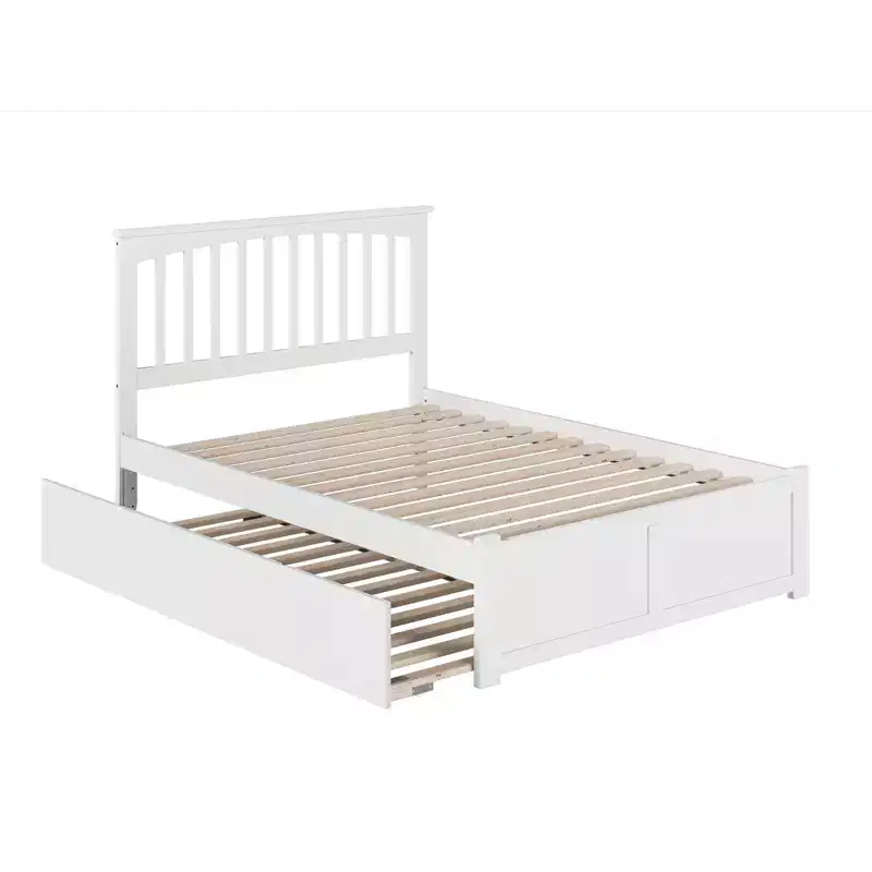 44.29 in.H White Full Size Freestanding Headboard with Mattress Platform