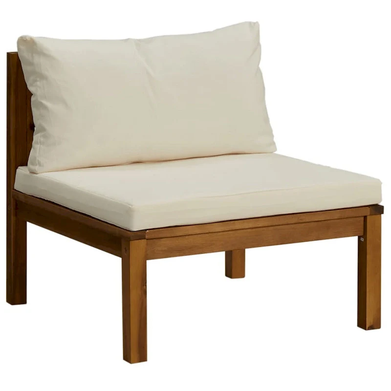 Lave 6pc Outdoor Modular L Sofa Set, Ivory Cushions, Wood Coffee Table
