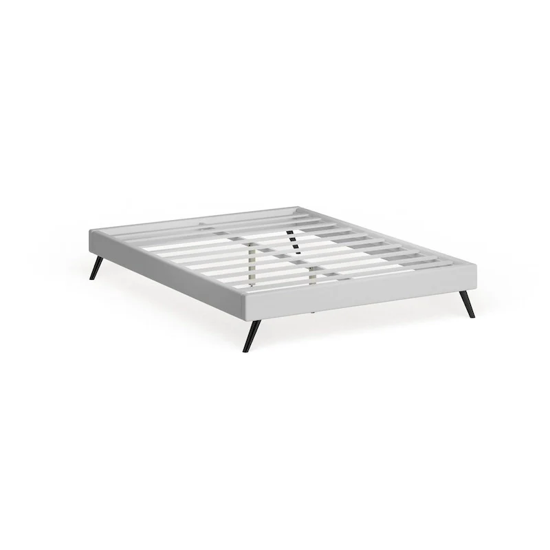 White Vinyl Platform Bed, Queen, 1-Person