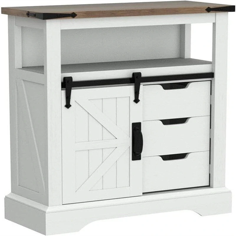 Bathroom Floor Storage Cabinet with Sliding Barn Door
