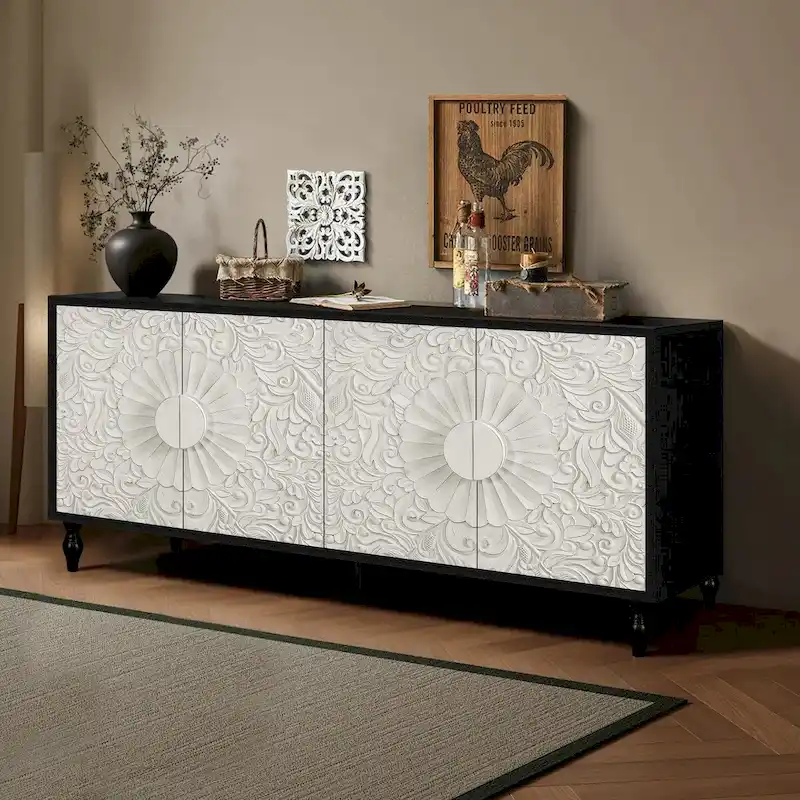Two-Door Sideboard with Carved Panel Detail