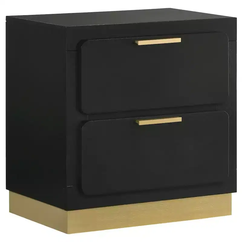 Black & Gold 2-Drawer Nightstand – Single