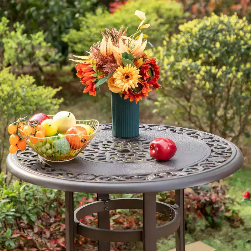 Outdoor Cast Aluminum Round Bistro Table - Captiva Designs: Weather-Resistant Patio Bar Height Table, 41" High