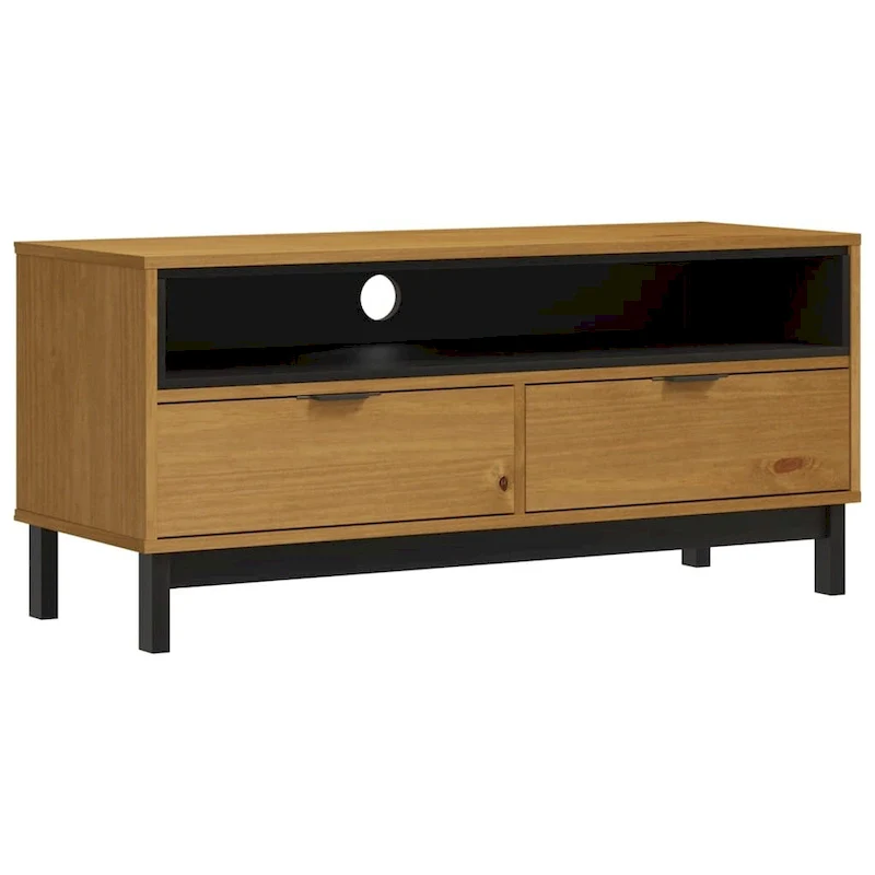 TV Stand 43.3x15.7x19.7 Solid Pine Wood with Drawers