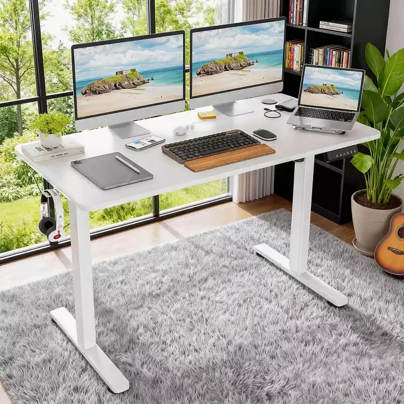 48x24 White Electric Standing Desk - Splice Board, Electric Height Adjustment