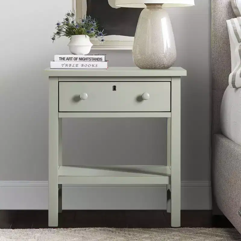 1 Drawer Storage Nightstand with Open Shelf - Gray