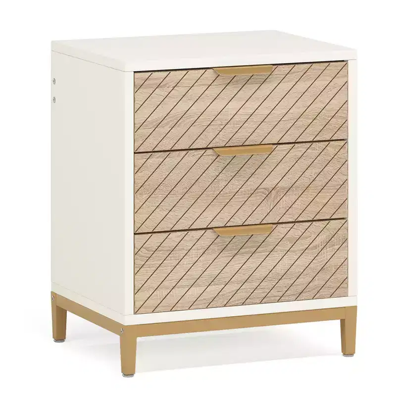 Wooden 3 Drawers Nightstand
