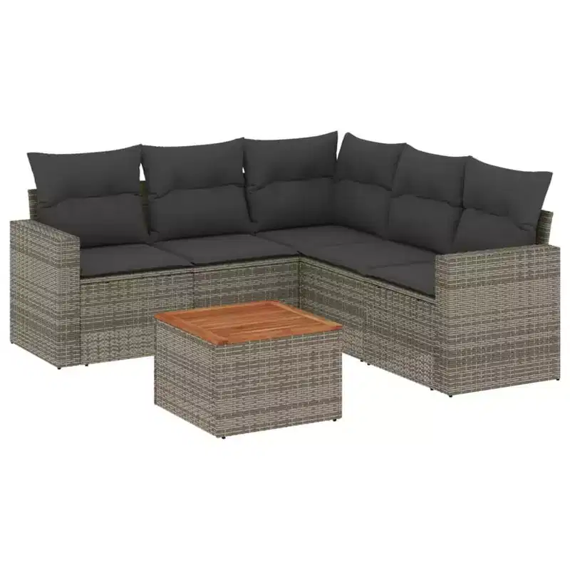 vidaXL 6 Piece Patio Sofa Set with Cushions Poly Rattan