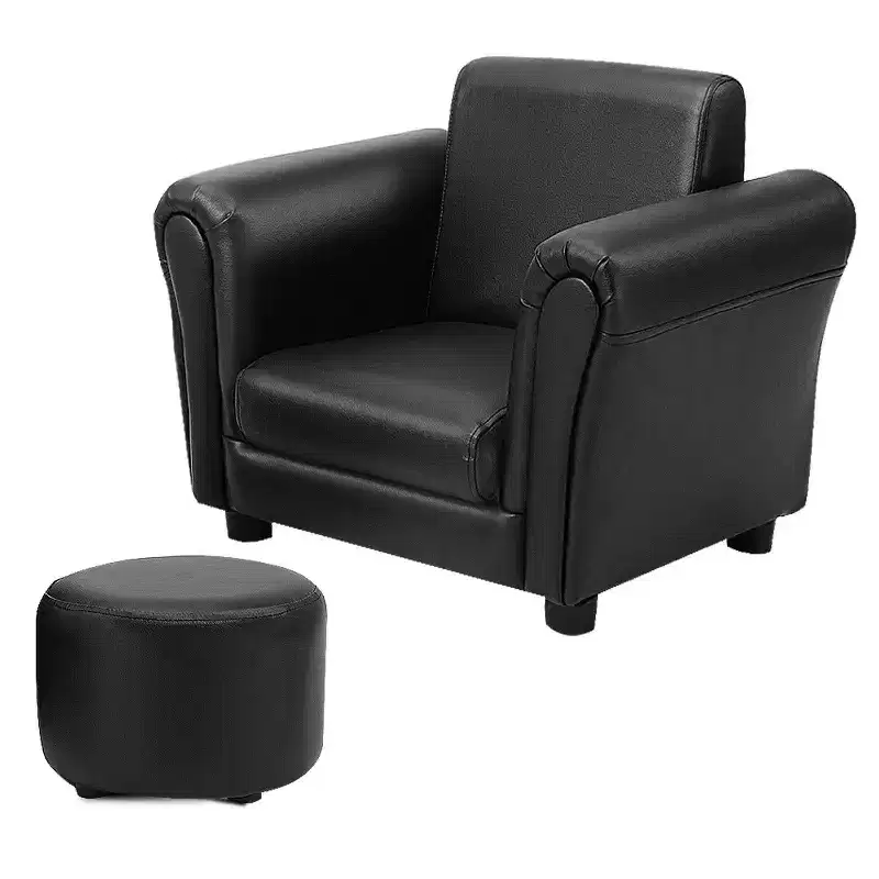 Kids Sofa Armrest Chair Couch Children Toddler Birthday Gift w/ Ottoman Black