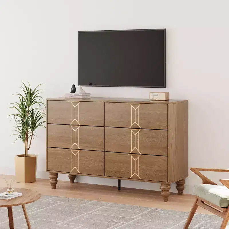 6 Drawers Dresser for Bedroom, Modern Wooden Dresser with Deep Drawers, Chest of Drawers for Living Room, Hallway, Entryway
