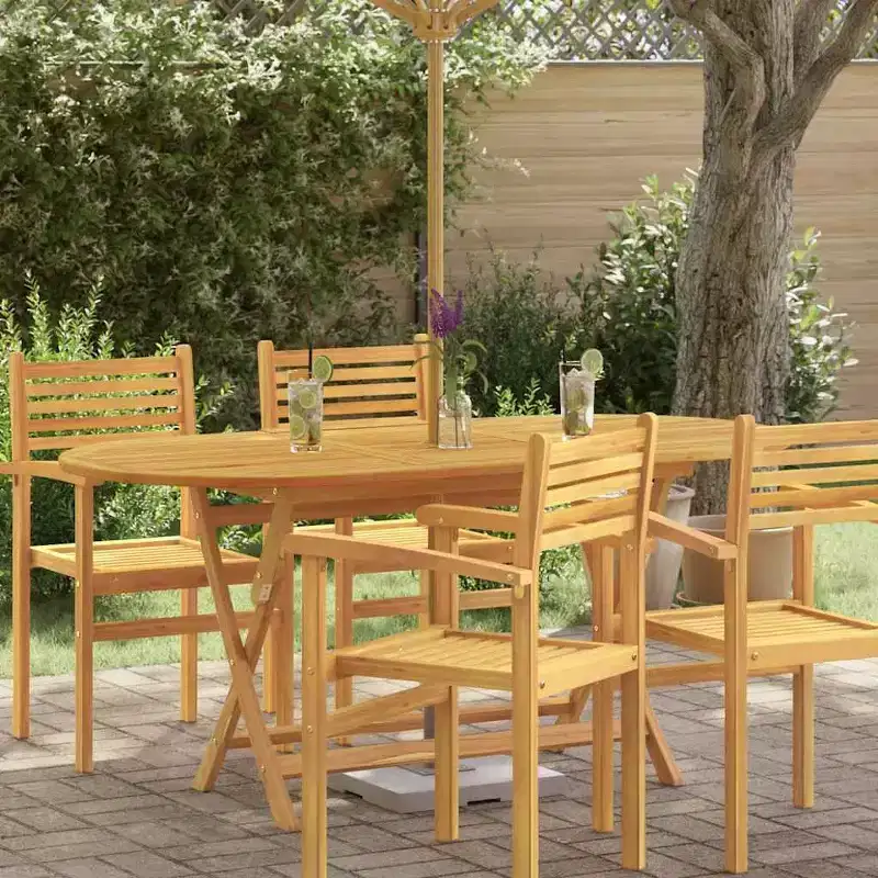 vidaXL Garden Table Wood Brown Solid eucalyptus wood Medium Foldable - 63 x 33.5 x 29.5 Brown