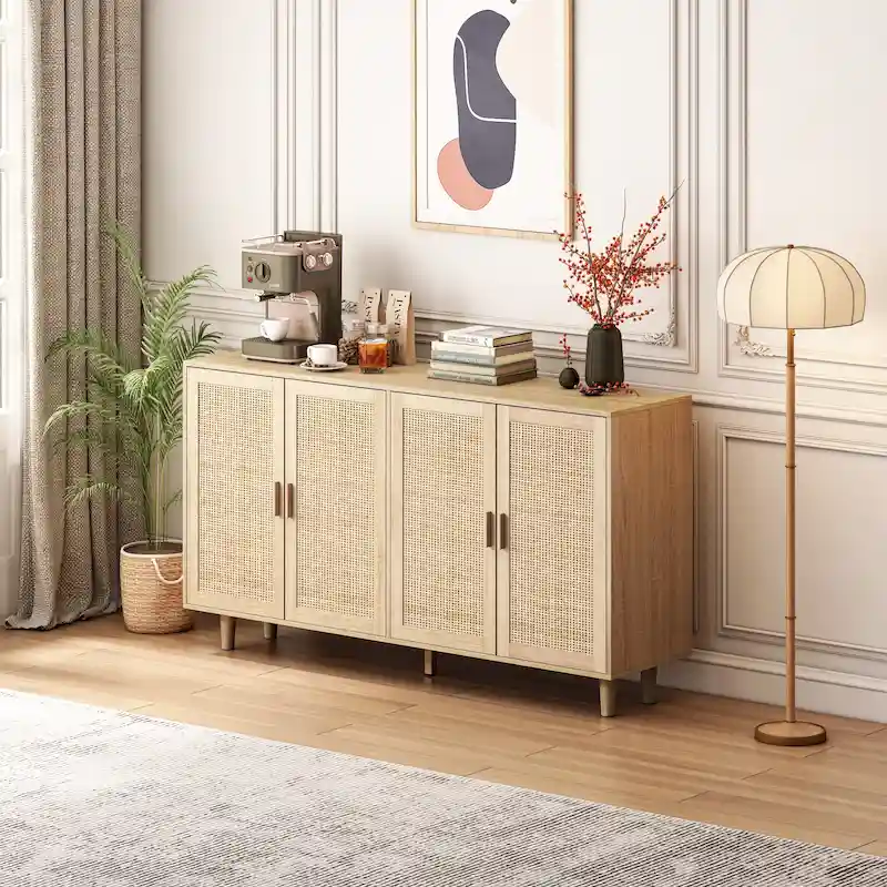62.20Elegant and Functional 4-Door Rattan Sideboard/Buffet