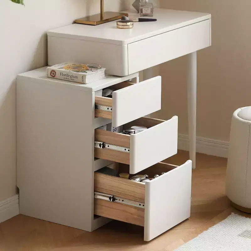GDFStudio Soren Modern Wooden Vanity Table with 4 Drawers and Stool