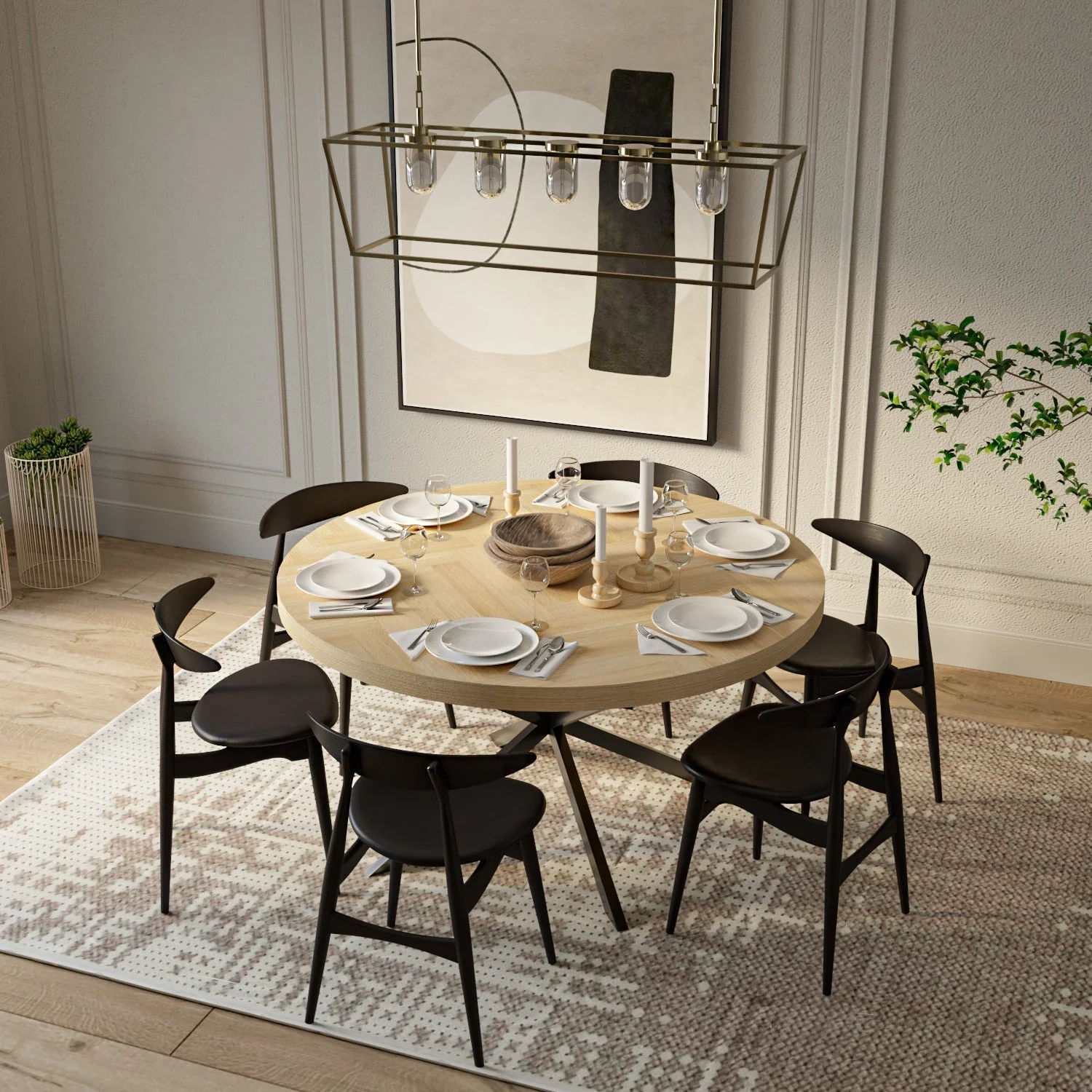 Round Herringbone Dining Table - Introducing our Round Herringbone Dining Table - a stunning addition to any home - Made from