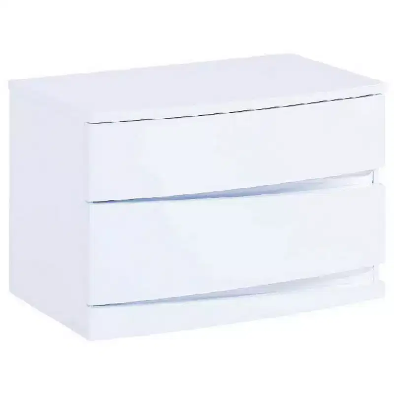 HomeRoots 17 White Two Drawers Manufactured Wood Mirrored Nightstand