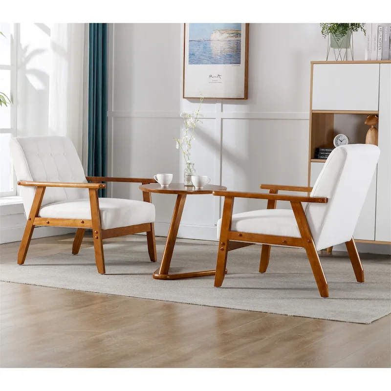 Mid Century Modern Accent Chairs with Side Table (2-Pack)