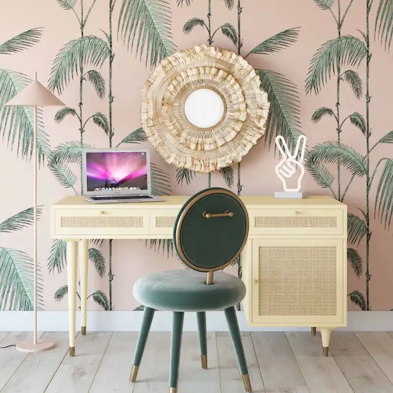 Sierra Wood and Cane 3 Drawer Desk
