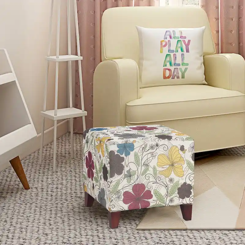 Adeco 16.3 Cube Ottoman Foot Rest Stool