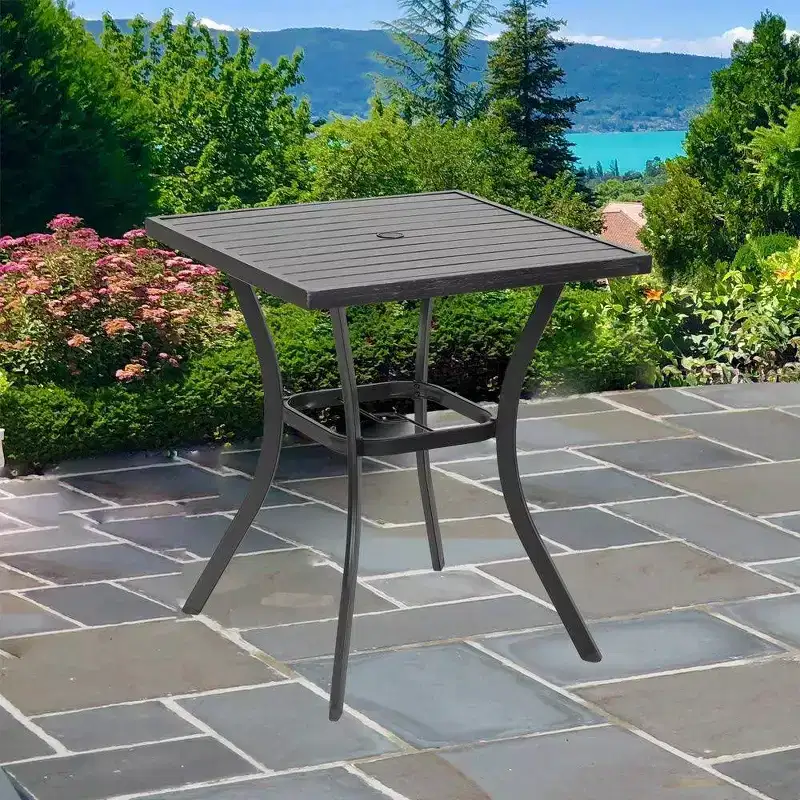 31" Square Bar Table with Umbrella Hole - Captiva Designs: Outdoor Bar Height Patio Furniture